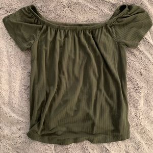 Army Green Off The Shoulder Top